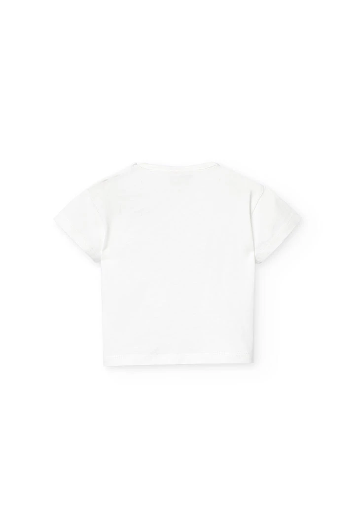 Knitted t-shirt for baby girl in white