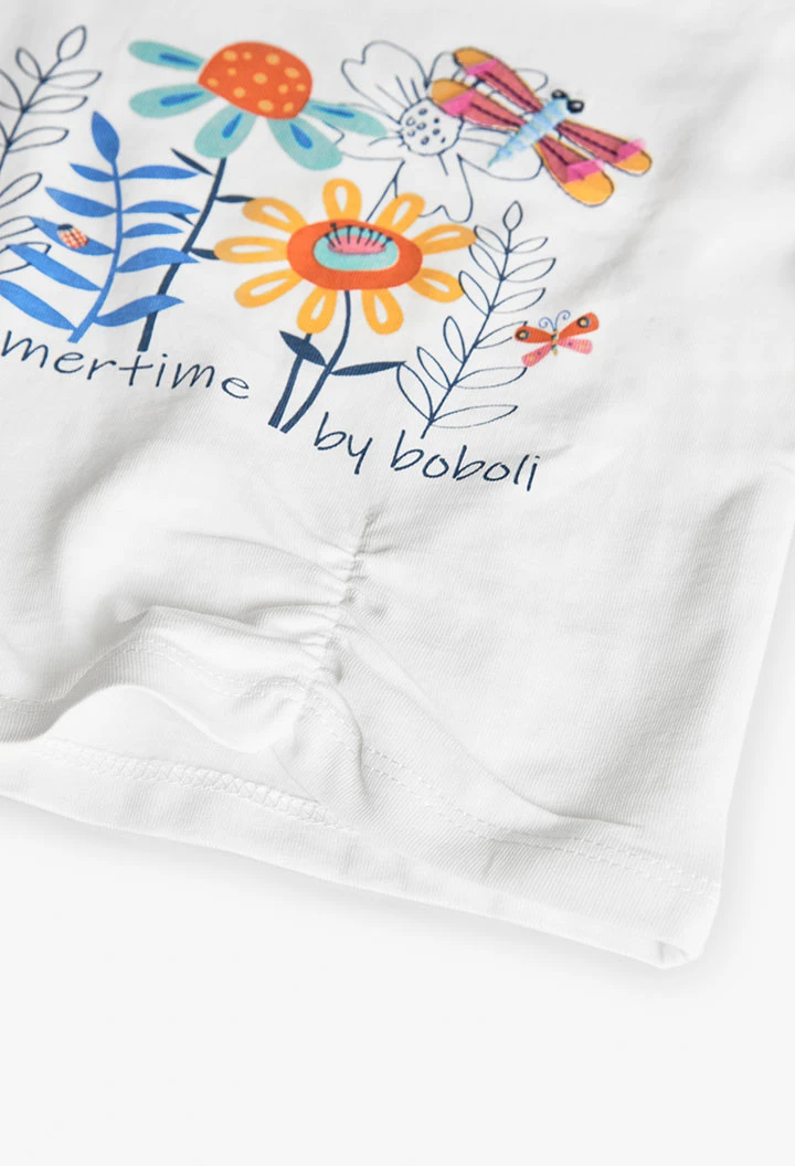 Knitted t-shirt for baby girl in white