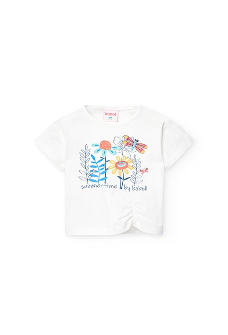 Baby girl white knitted T-shirt, perfect for spring and summer