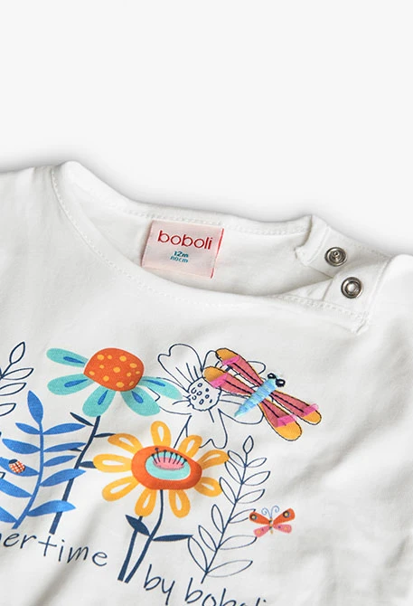 Camiseta de punto para bebé niña en blanco