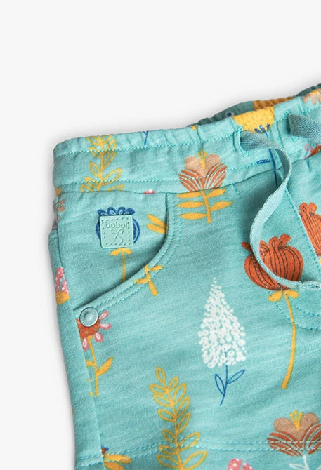 Calções de malha para bebé menina com estampado em cor aqua