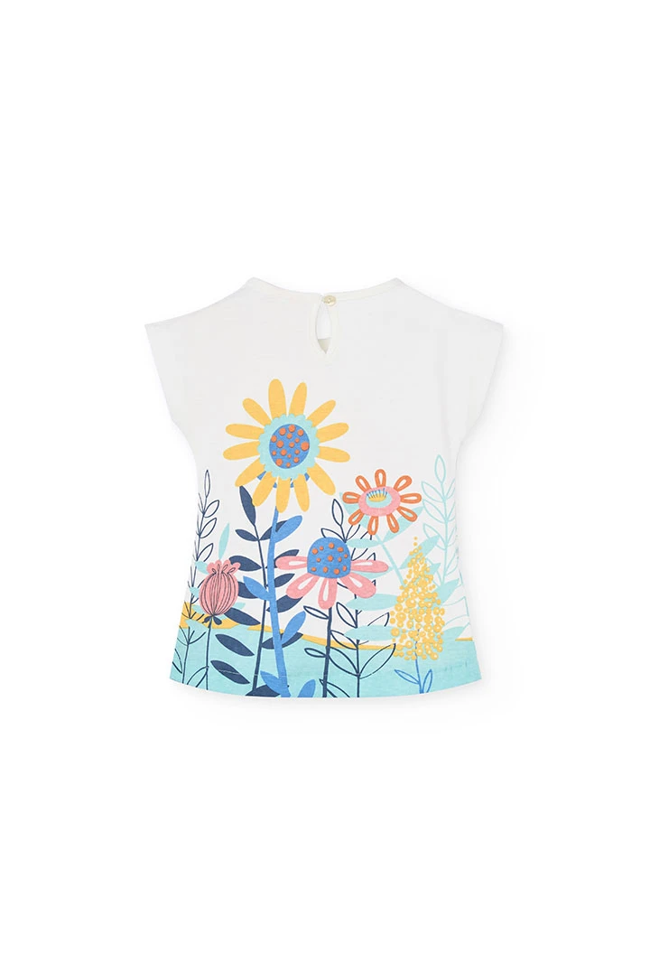 Maglia per neonata con stampa floreale in colore bianco