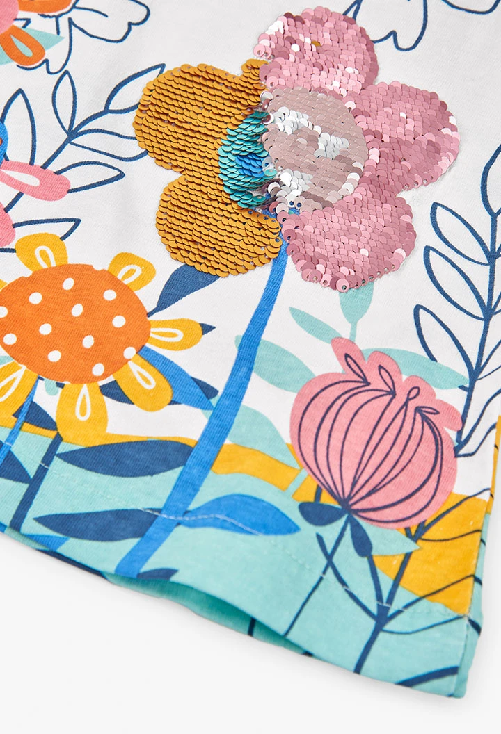 Maglia per neonata con stampa floreale in colore bianco