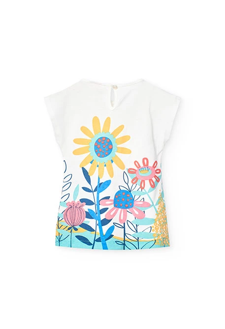 Blusa de punto para bebé niña con estampado de flores en color blanco