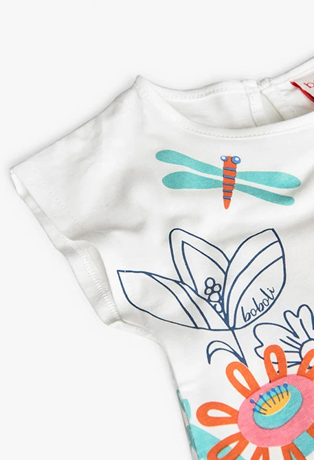 Blusa de punto para bebé niña con estampado de flores en color blanco