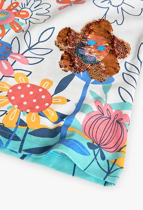 Blusa de punto para bebé niña con estampado de flores en color blanco
