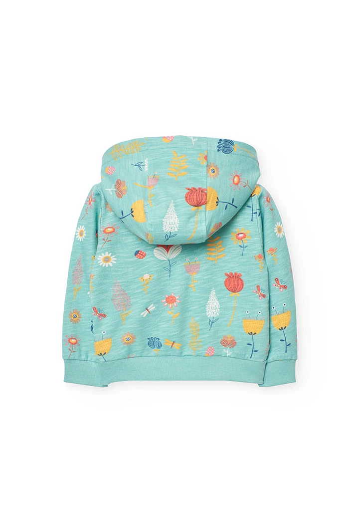 Baby girl\'s aqua-coloured patterned cardigan