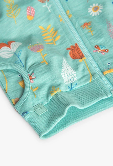 Cardigan pour bébé fille avec imprimé couleur aqua