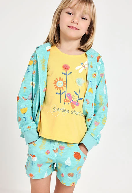Casaco de malha para bebé menina com estampado em cor aqua
