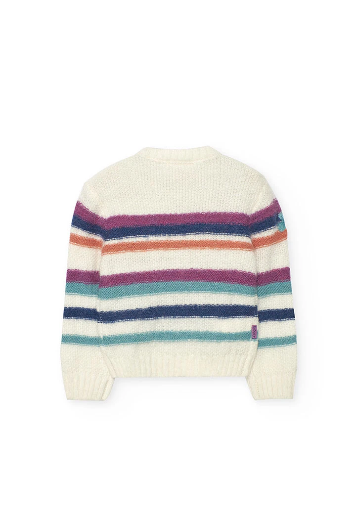 Pull blanc à fleurs pour fille