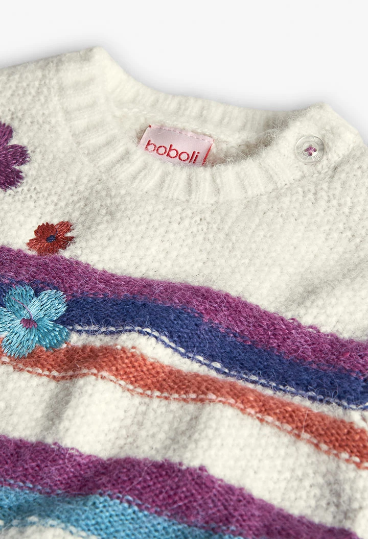 Mädchenpullover weiß mit Blumen