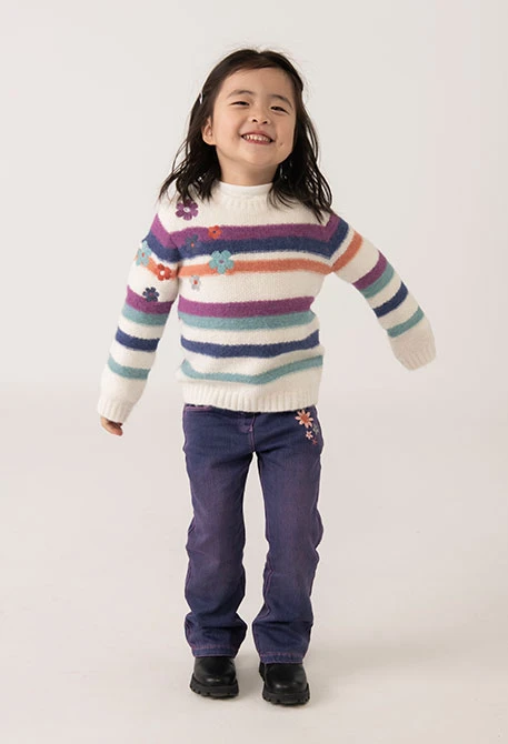 Maglione bambina bianco con fiori