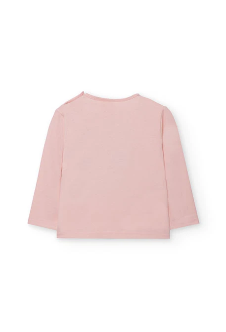 Camiseta niña punto rosa flores