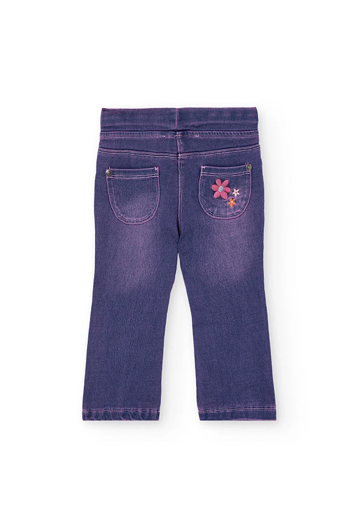Jean fille bleu fleurs