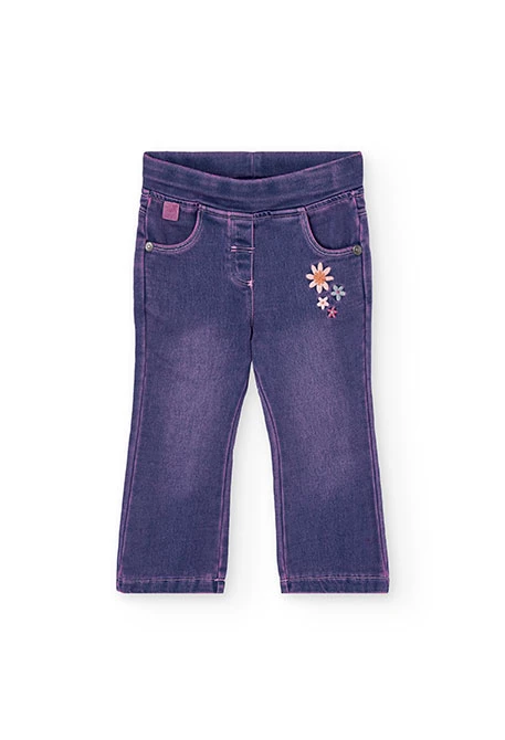 Girl´s blue floral denim trousers