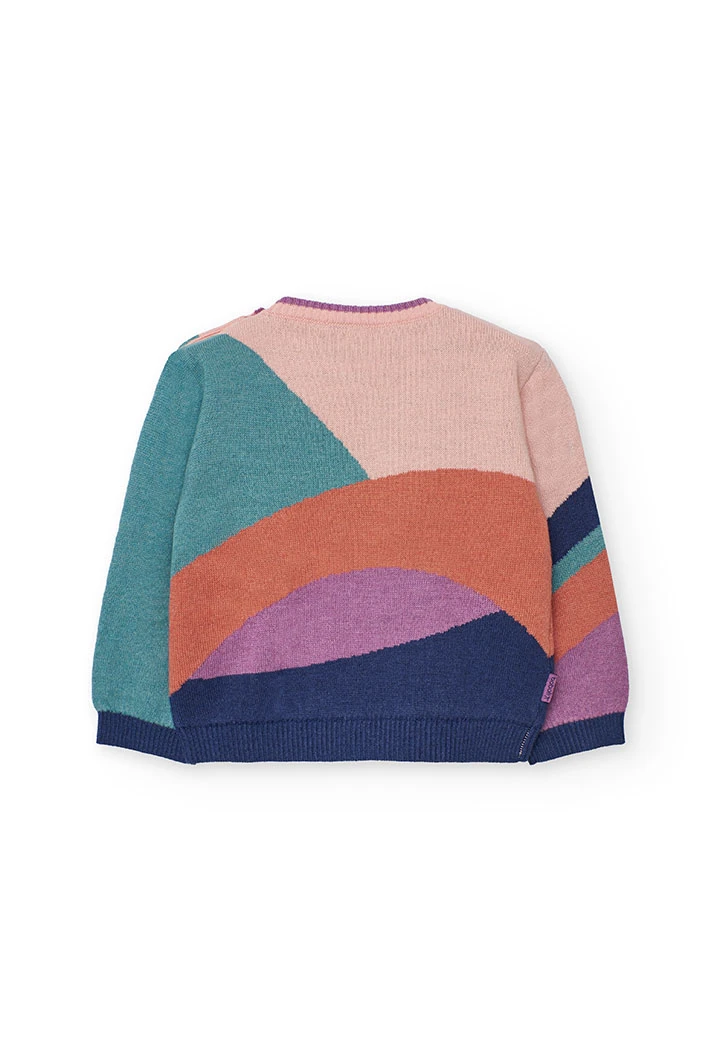 Pull fille rose fleurs