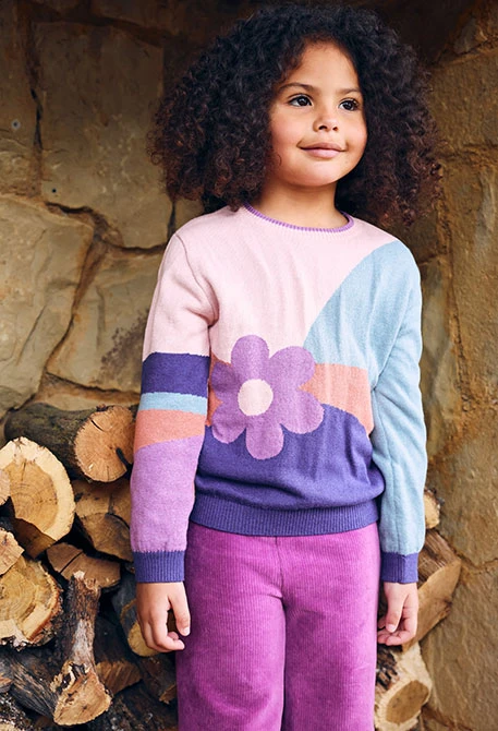 Rosa Blumen Mädchenpullover