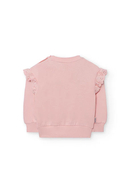Sudadera niña de felpa en rosa flores