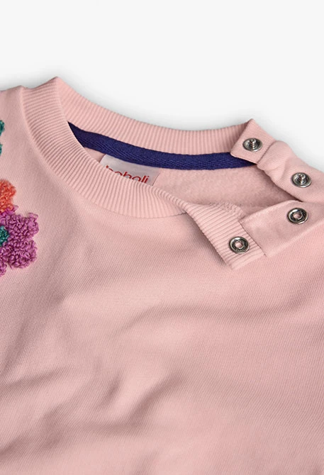 Felpa bambina in pelfa rosa con fiori