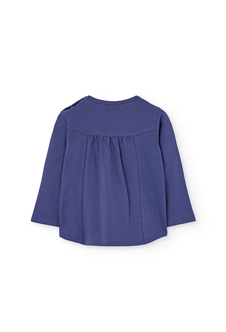 Camiseta niña de punto lila con flores