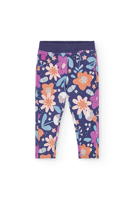 Pantalon fille en polaire imprimé floral