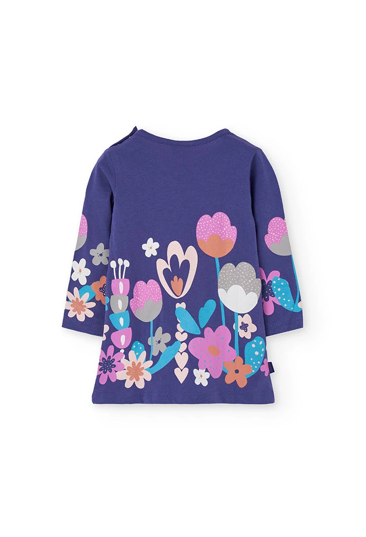Conjunto menina de malha lilás flores