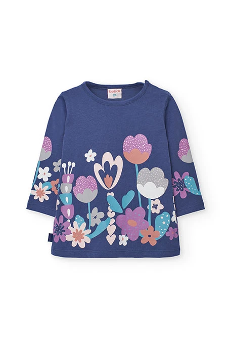 Conjunto niña de punto lila flores