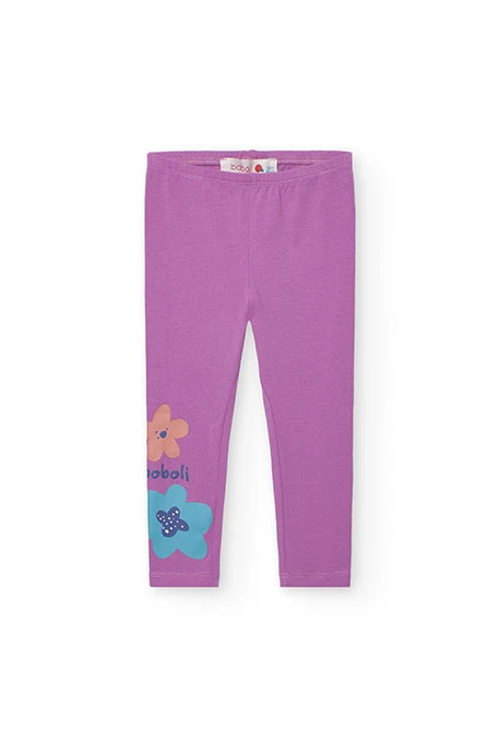 Conjunto niña de punto lila flores