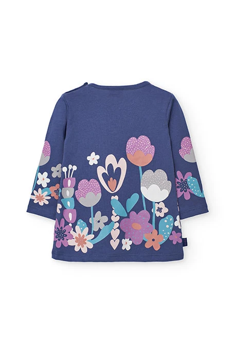 Conjunto niña de punto lila flores