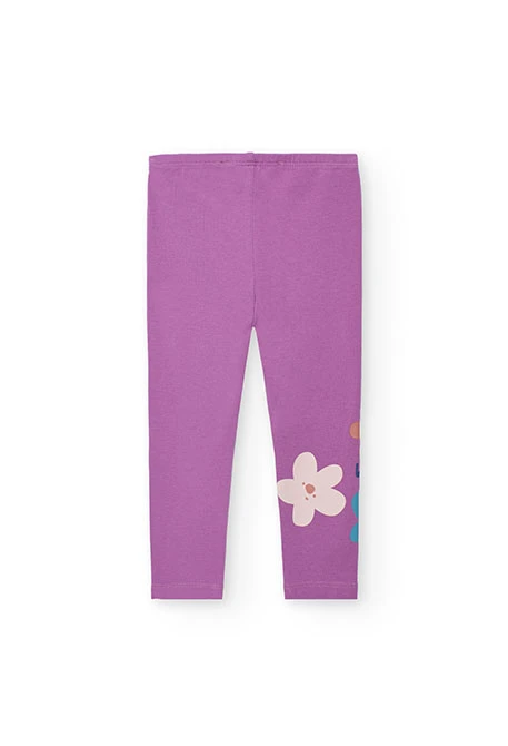 Conjunto niña de punto lila flores