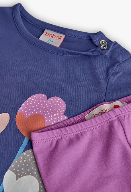 Conjunto niña de punto lila flores