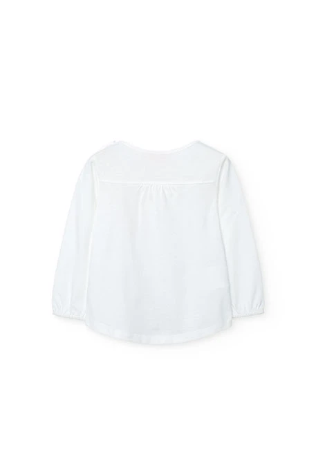 Camiseta niña de punto blanco