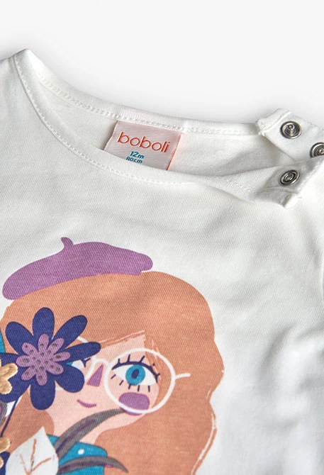Camiseta niña de punto blanco