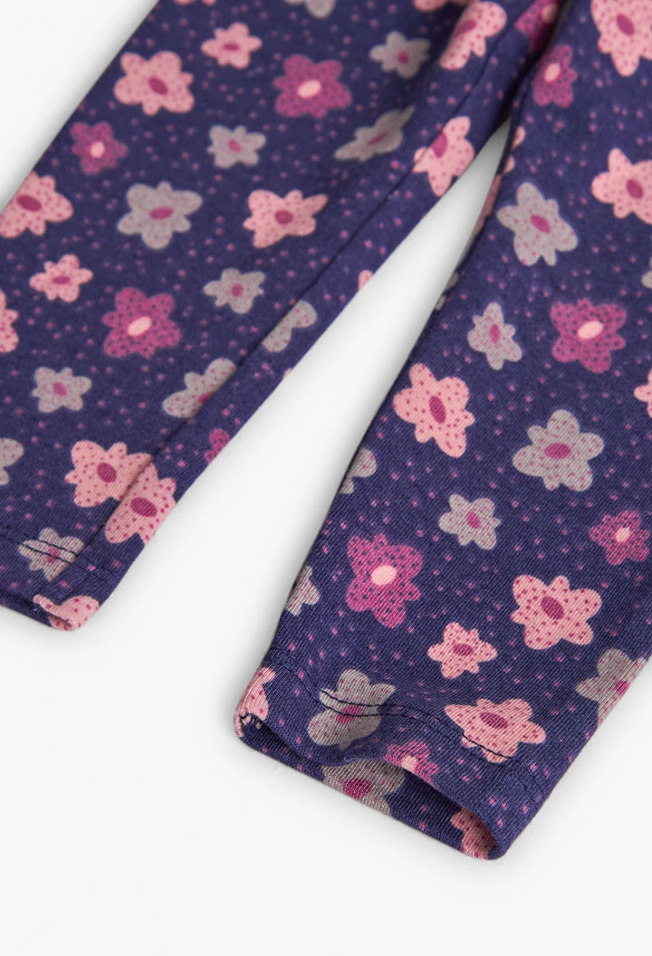 Leggings en tricot lilas avec fleurs
