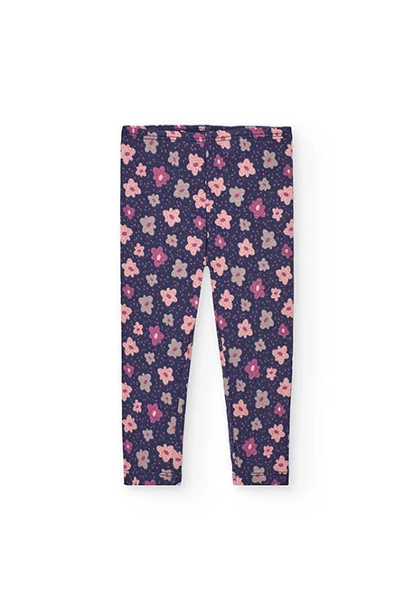 Leggings de punto lila con flores