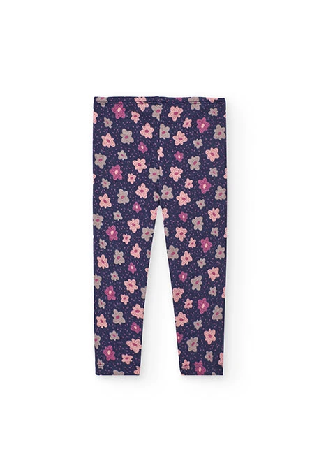 Leggings de punto lila con flores
