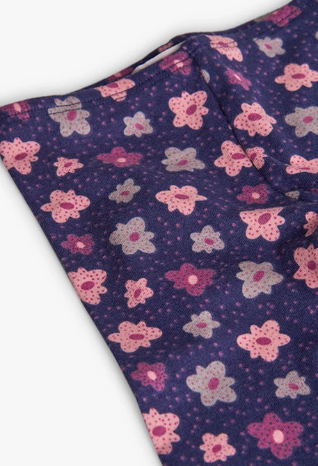 Lila Strickleggings mit Blumen