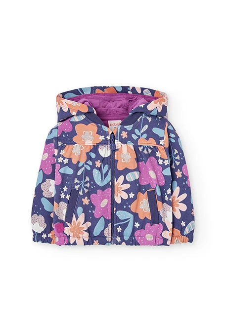 Veste fille en peluche fleurs
