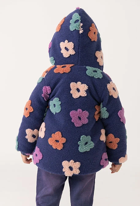 Manteau fille violet avec fleurs