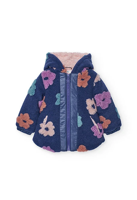 Mädchenjacke lila mit Blumen