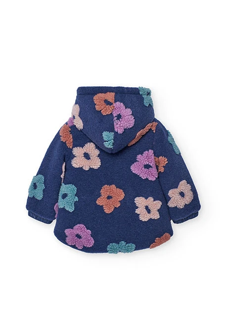 Chaquetón niña reversible morado con flores