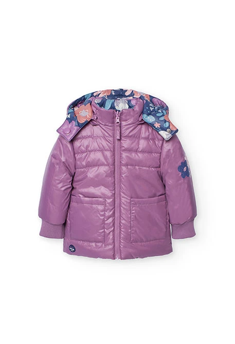 Parka nena teixit tècnic reversible lila amb flors