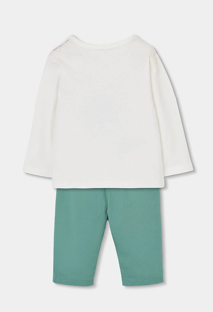 Baby set white cotton T-shirt and trousers