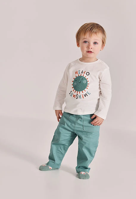 Conjunto bebé camisola e calças algodão branco