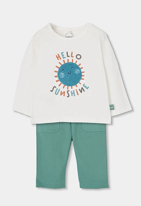 Set neonato maglietta e pantaloni cotone bianco