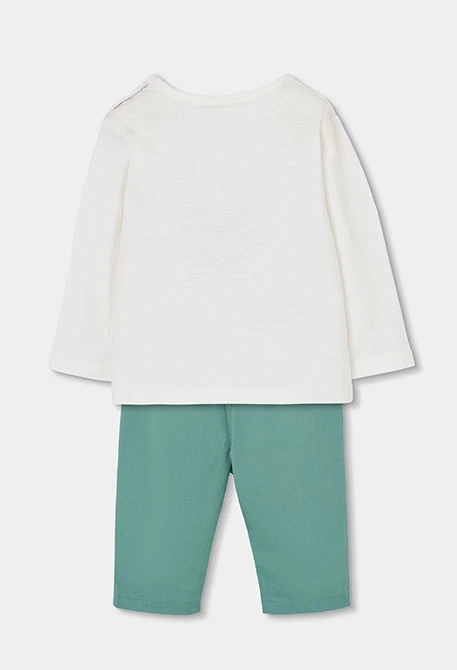 Conjunto bebé camisola e calças algodão branco