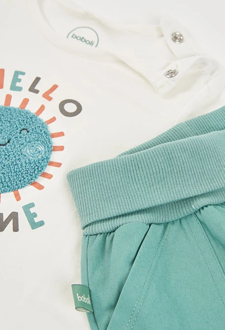 Ensemble bébé t-shirt et pantalon coton blanc