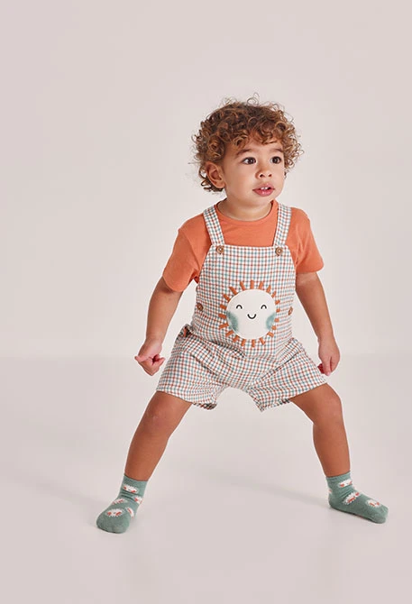 Conjunto para bebé algodão xadrez