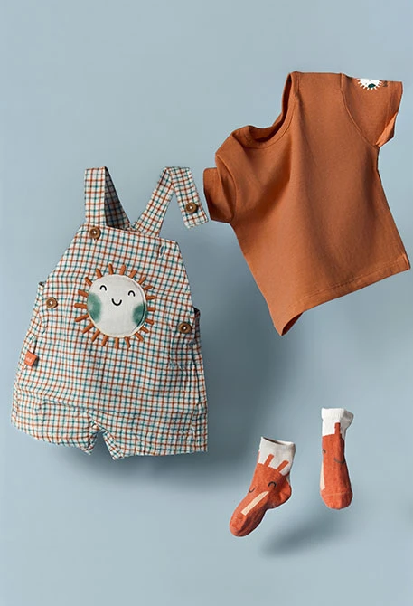 Conjunto para bebé algodón cuadros