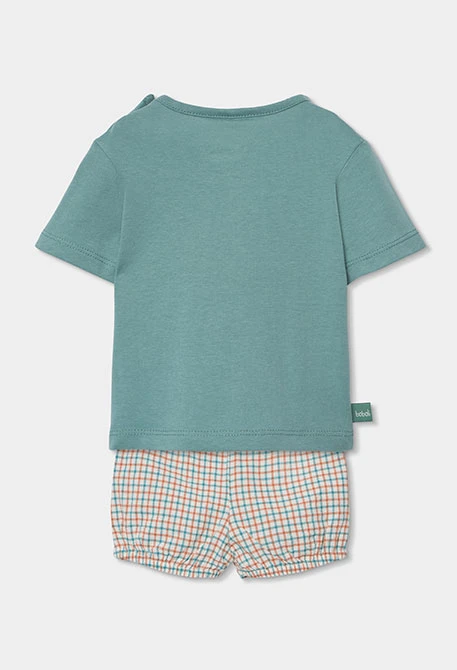 Baby set green cotton T-shirt and shorts